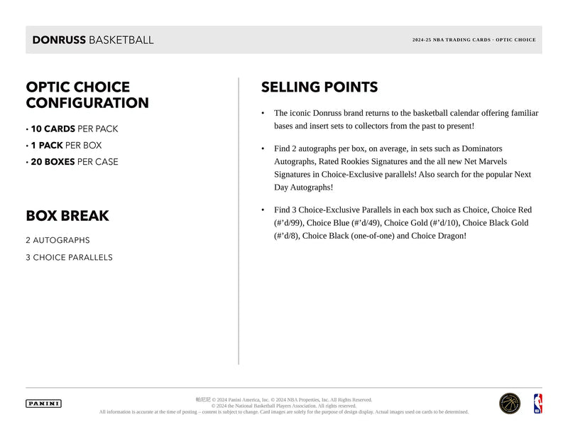 Panini Donruss NBA Basketball 2024/25 - Choice Box