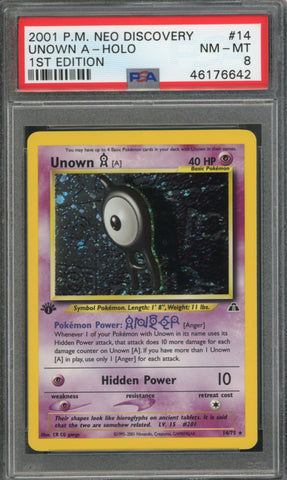 Unown A #14 1st Edition PSA 8 [Neo Discovery]