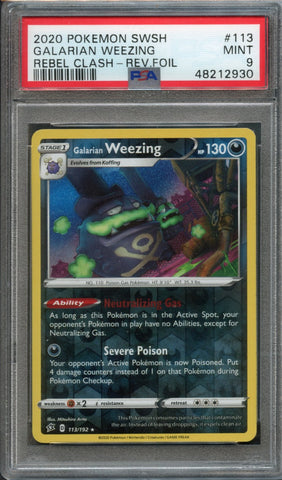 Galarian Weezing [Reverse Holo] #113 PSA 9 [Rebel Clash]