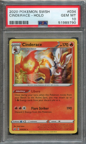 Cinderace #34 PSA 10 [Sword & Shield]