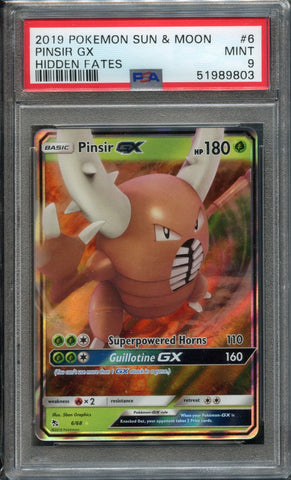 Pinsir GX #6 PSA 9 [Hidden Fates]