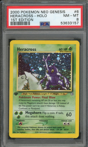 Heracross #6 1st Edition PSA 8 [Neo Genesis]