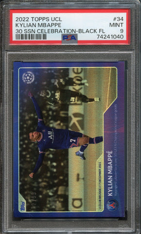 Kylian Mbappe #34 32/99 PSA 9 [2022 Topps 30 SNN Celebration]