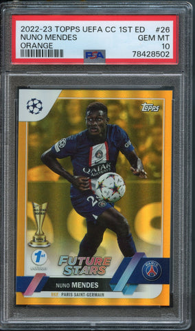 Nuno Mendes #26 22/25 PSA 10 [2022-23 Topps UEFA Club Competitions 1st Edition]