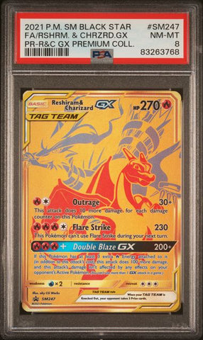 Reshiram & Charizard GX #SM247 PSA 8 [Sun & Moon Promo]