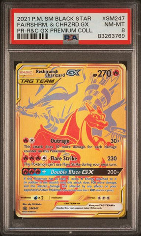 Reshiram & Charizard GX #SM247 PSA 8 [Sun & Moon Promo]