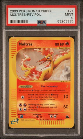 Moltres [Reverse Holo] #21 PSA 9 [Skyridge]