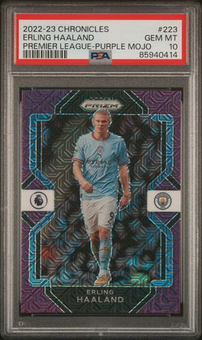 Erling Haaland #223 Purple Mojo PSA 10 [2022/23 Panini Chronicles]