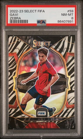Gavi #59 Zebra PSA 8 [2022-23 Panini Select Fifa]