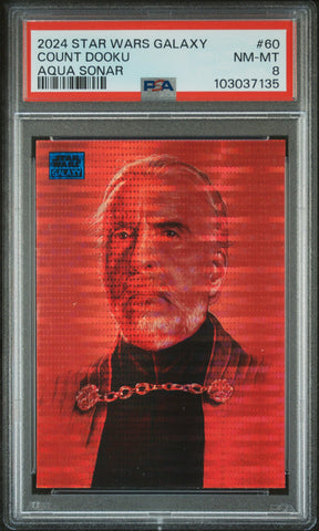 Count Dooku [Aqua Sonar] #60 074/199 PSA 8 [Topps Chrome Star Wars Galaxy 2024]