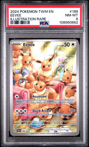 Eevee [Illustration Rare] #188 PSA 8 [Pokemon Twilight Masquerade 2024]