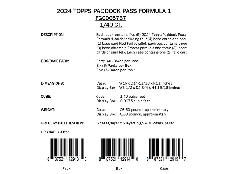 Topps Paddock Pass Formula 1 2024 - Value Box