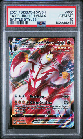 Fa/Ss Urshifu Vmax [Battle Styles] #086 PSA 10 [Battle Styles 2021]