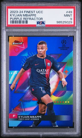 Kylian Mbappe #49 Purple Refractor /299 PSA 9 [2023-24 Topps Finest Uefa Club Competitions]