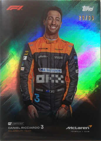 Daniel Ricciardo [Teal Parallel] 29/99 NM [Topps F1 Lights Out 2022]