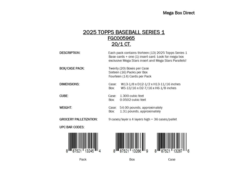 Topps MLB Baseball Series 1 2025 - Mega Box