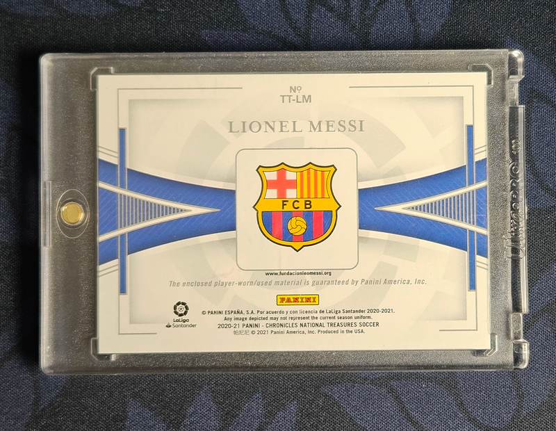 Lionel Messi /49 Relic [2020/21 Panini Chronicles National Treasures]