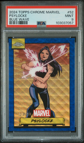 Psylocke [Blue Wave] #52 016/150 PSA 9 [Topps Chrome Marvel 2024]