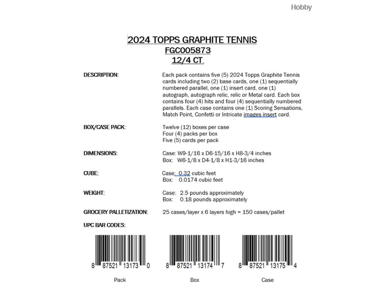 Topps Graphite Tennis 2024 - Hobby Box