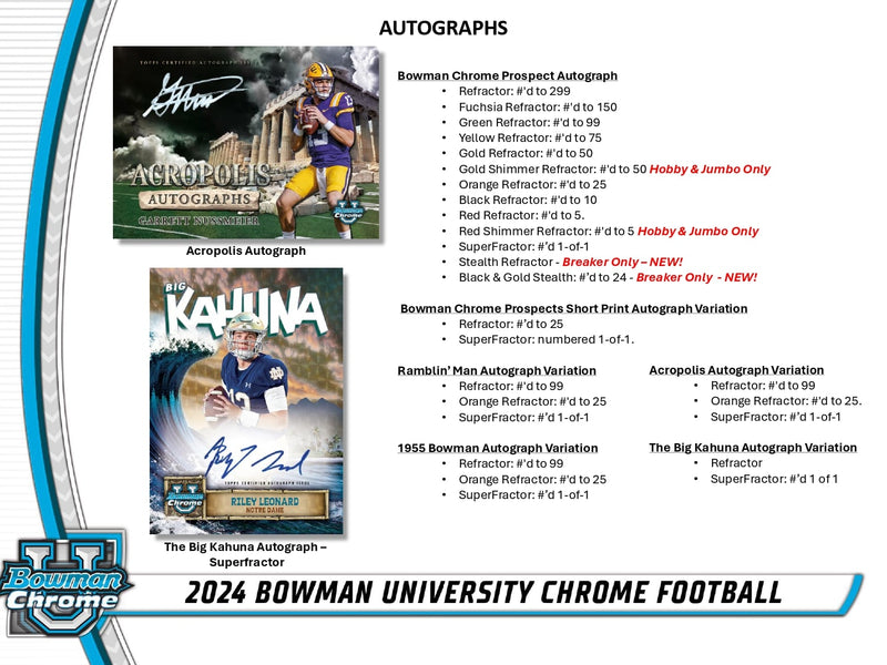 Topps Chrome Bowman University Football - Jumbo Box