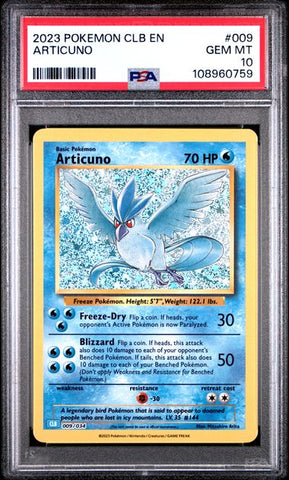 Articuno #9 PSA 10 [Pokemon CLB Trading Card Game Classic 2023]