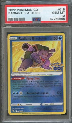 Radiant Blastoise #18 PSA 10 [Pokemon GO]