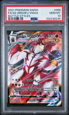 Fa/Ss Urshifu Vmax [Battle Styles] #086 PSA 10 [Battle Styles 2021]