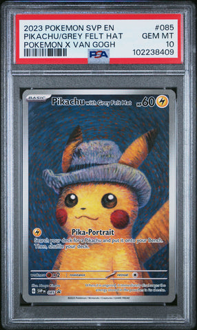 Pikachu With Grey Felt Hat [Pokemon X Van Gogh] #085 PSA 10 [Black Star Promo 2023]
