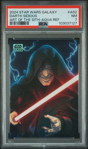 Darth Sidious [Art Of The Sith-Aqua Ref] #AS2 174/199 PSA 7 [Topps Chrome Star Wars Galaxy Art Of The Sith 2024]