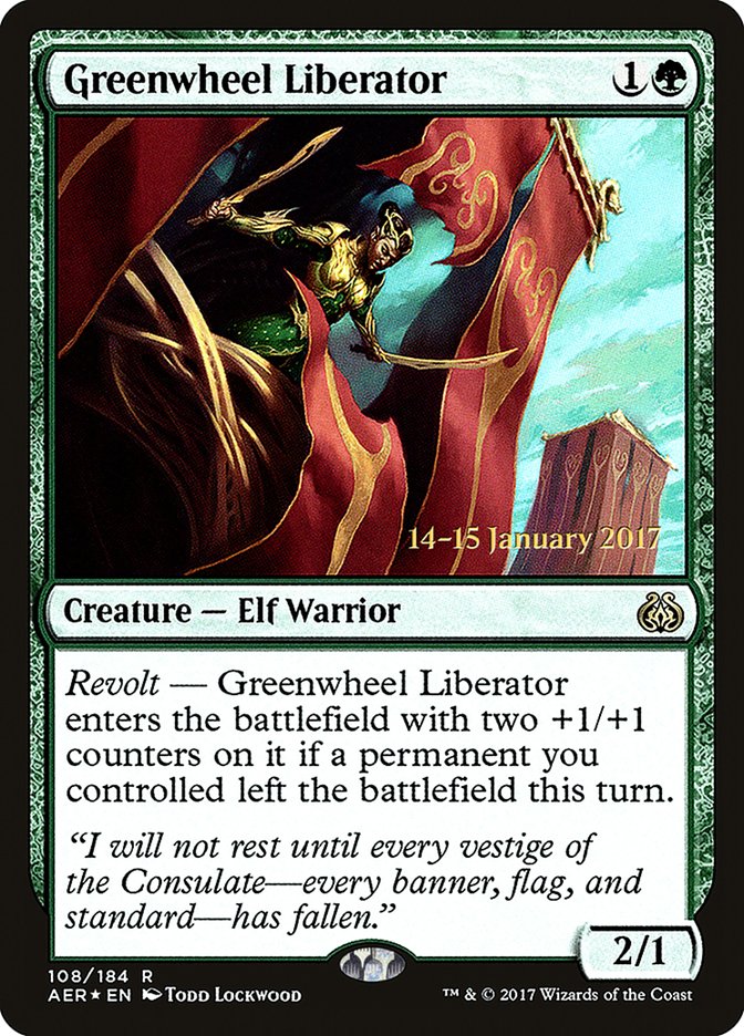 Greenwheel Liberator (Prerelease Promo) [Aether Revolt Prerelease Promos]