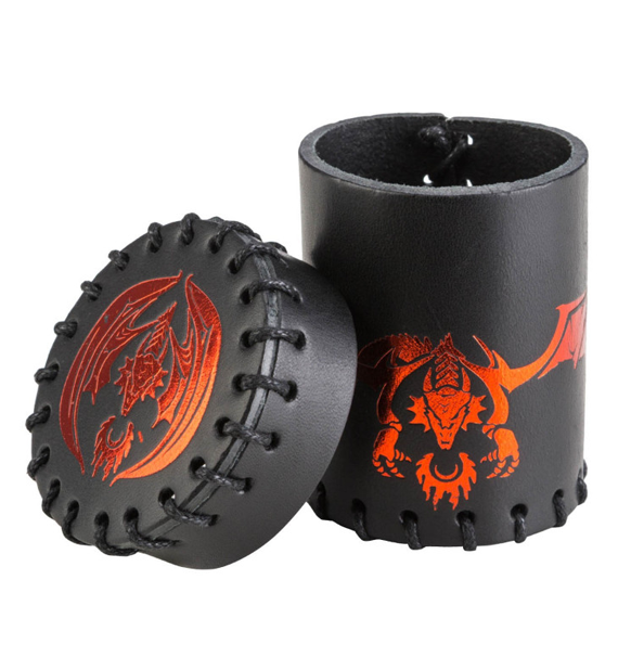 Flying Dragon Black & red Leather Dice Cup åben