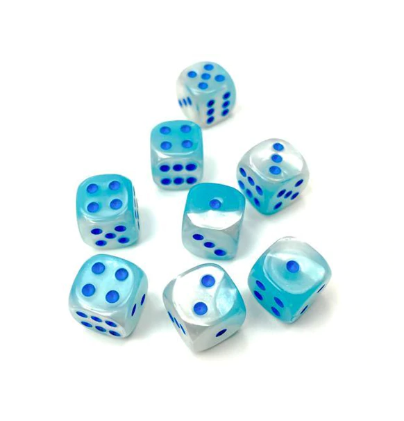 Gemini™ - 12mm d6 Pearl Turquoise-White/blue Luminary Dice Block indhold