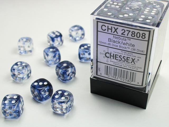 Nebula™ – 12mm d6 BLACK/white Dice Block™