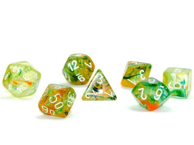 Nebula – Polyhedral Spring/White 7-Die Set