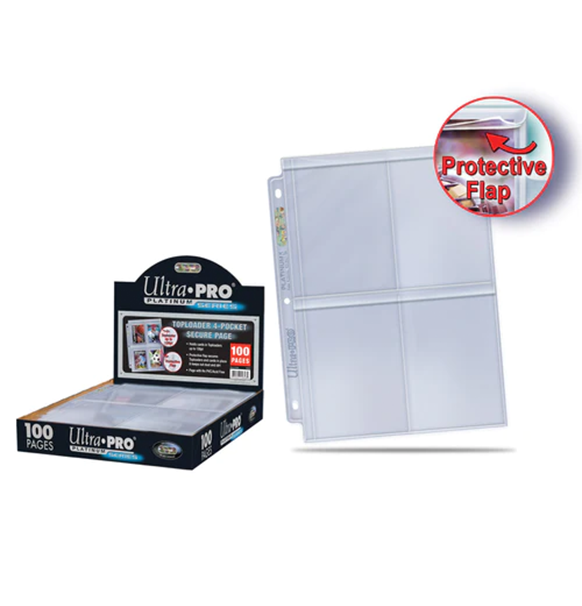 Ultra Pro 4-Pocket Secure Platinum Page for Toploaders - Display (100 Pages)