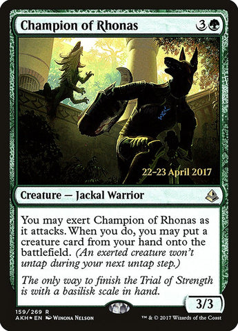 Champion of Rhonas (Prerelease Promo) [Amonkhet Prerelease Promos]