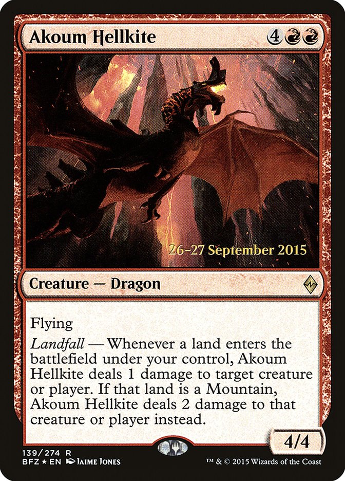 Akoum Hellkite (Prerelease Promo) [Battle for Zendikar Prerelease Promos]