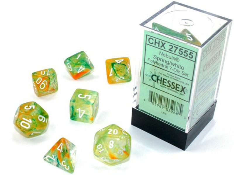 Nebula – Polyhedral Spring/White 7-Die Set