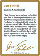 Jon Finkel Bio [World Championship Decks 2000]