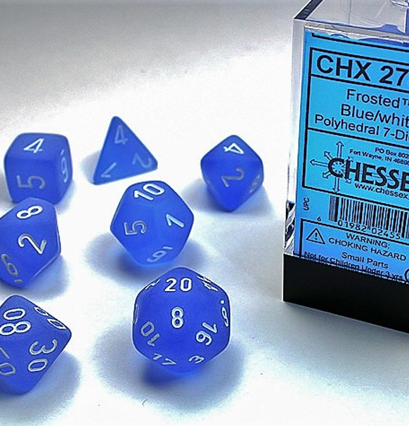 Frosted™ – Polyhedral Blue w/white 7-Die Set