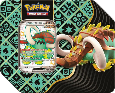 Pokemon Paldean Fates Great Tusk EX Tin (USA Version)