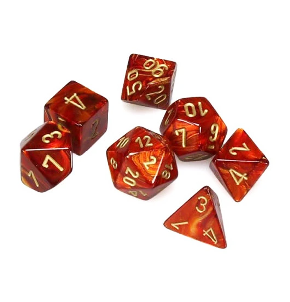 Scarab™ – Polyhedral Scarlet™ w/gold 7-Die Set