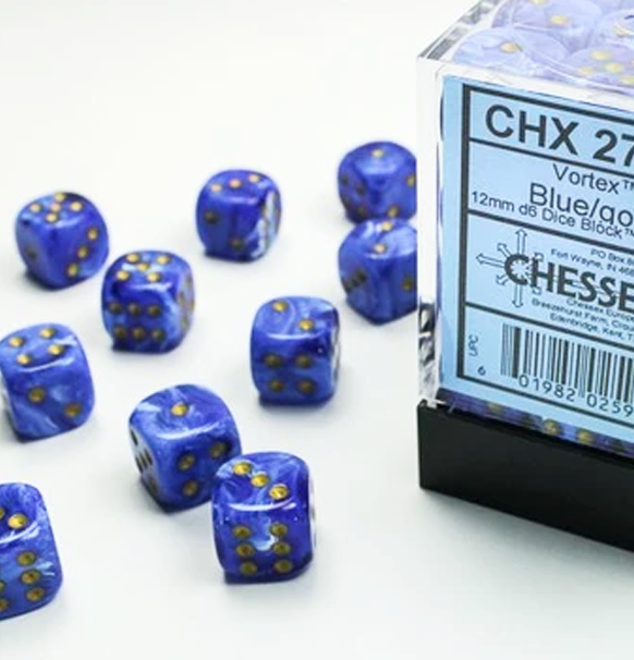 Vortex – 12mm d6 Blue w/gold Dice Block™